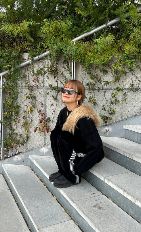 ベロアラインルーズパンツ